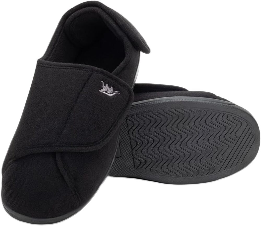 BRAND NEW ~ Women's Black Diabetic Non Slip Slippers Lymphedema House Shoes ~ 12